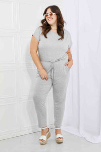 Culture Code Comfy Days Full Size Boat Neck Jumpsuit in Grey