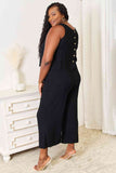 Double Take Buttoned Round Neck Tank and Wide Leg Pants Set
