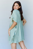 Ninexis Out Of Time Full Size Ruffle Hem Dress with Drawstring Waistband in Light Sage *Online Exclusive*