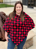 Cozy Plaid Poncho in Red *Online Exclusive*